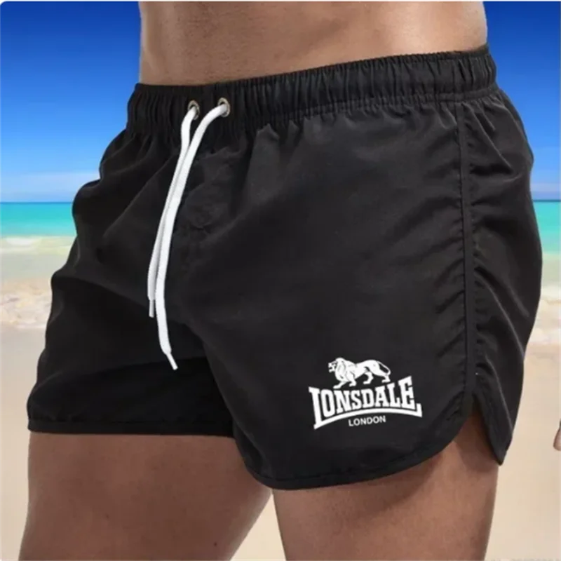 

Новые летние мужские пляжные шорты Lonsdale, спортивные беговые шорты с принтом, Шорты для плавания, быстросохнущие спортивные пляжные шорты