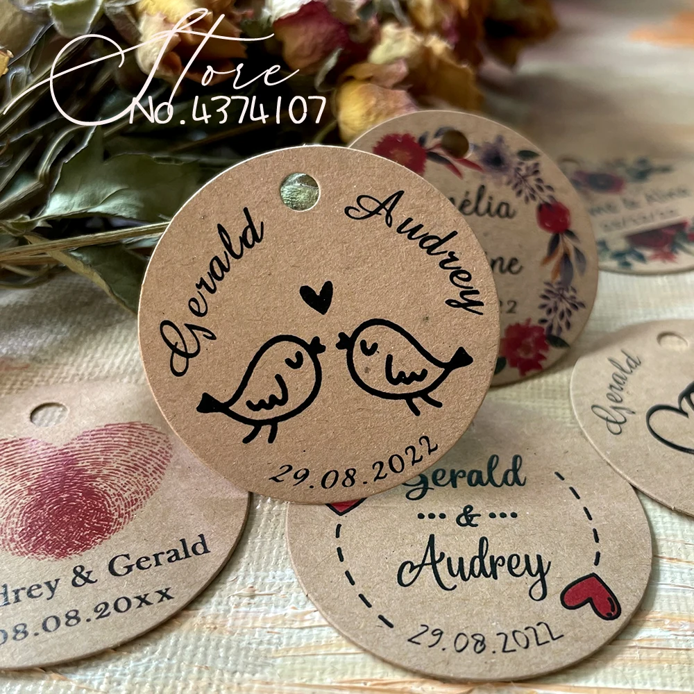 white kraft paper personalized tag ,Hand made label Wedding Decoration Customization 38mm/50mm round