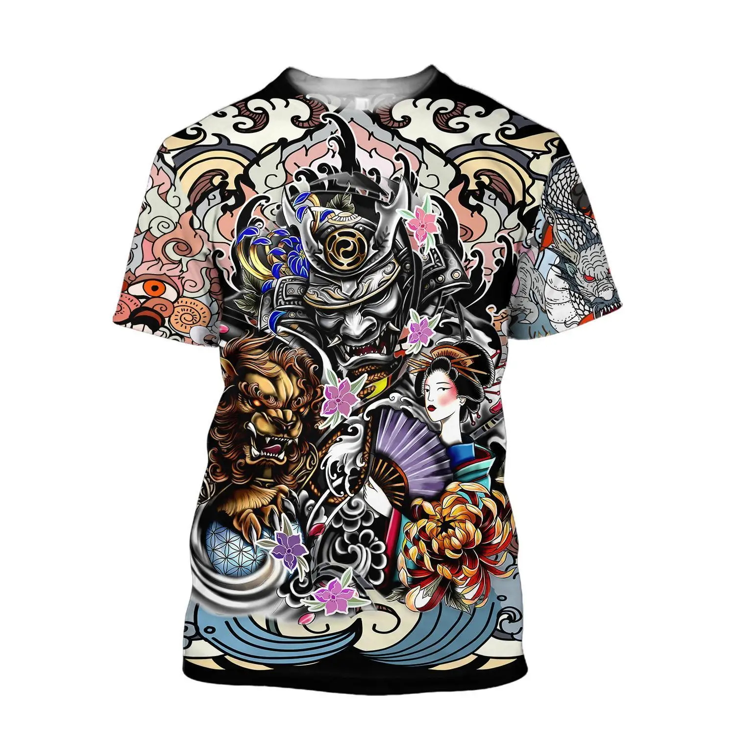 Summer Fashion Men Samurai graphic t shirts Personality Casual Cool Trend Printed Tees Oversized O-neck quick-drying t-shirt Top