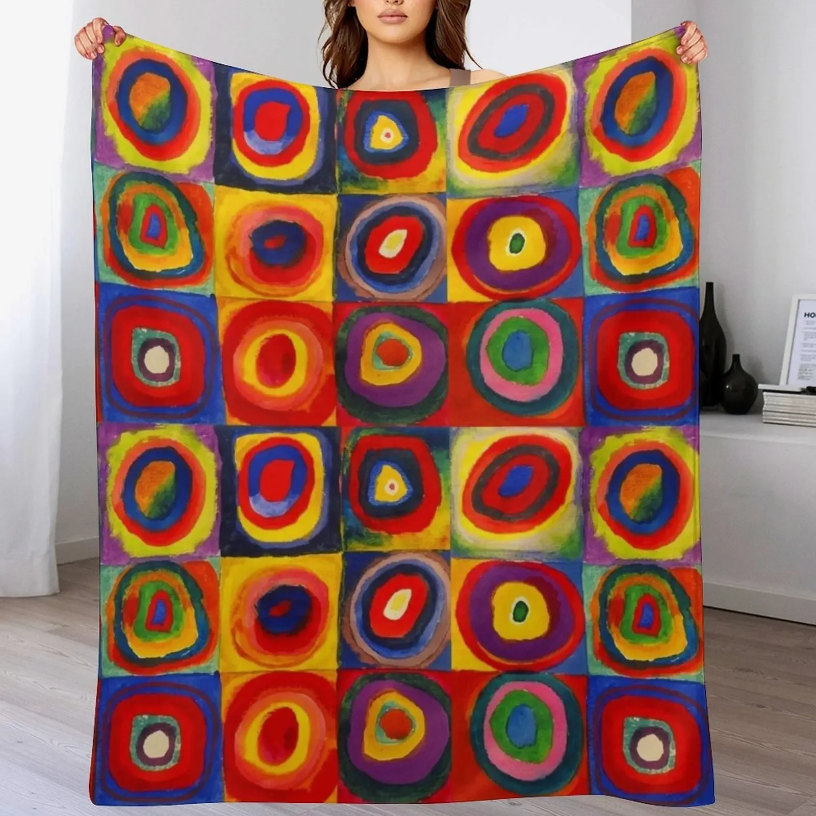 

Kandinsky Color Study Squares With Concentric Circles Throw Blanket Soft Big Sofas Kid'S Blankets