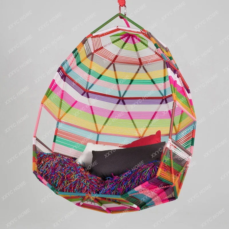 

Hanging Basket Rattan Bird's Nest Rainbow Swing Hammock Courtyard Villa Garden Indoor Lying Bed