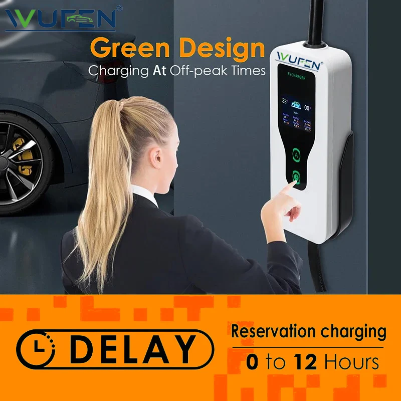 Wuben GBT شاحن محمول evv Wallbox ، نوع 2 كابل ، 32 أ ، 7.6 كيلو وات ، CEE Plug ، EVSE ، Type1 صندوق شحن ، محول J1772 ، 5 م ، 10 م ، 20 م ، المنزل