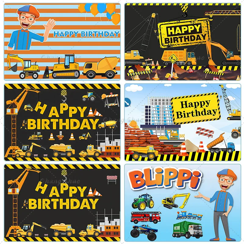 Construction Team Backdrop Excavator Car Traffic Crane Builder Baby Birthday Party Photography Background Decor Photo Studio