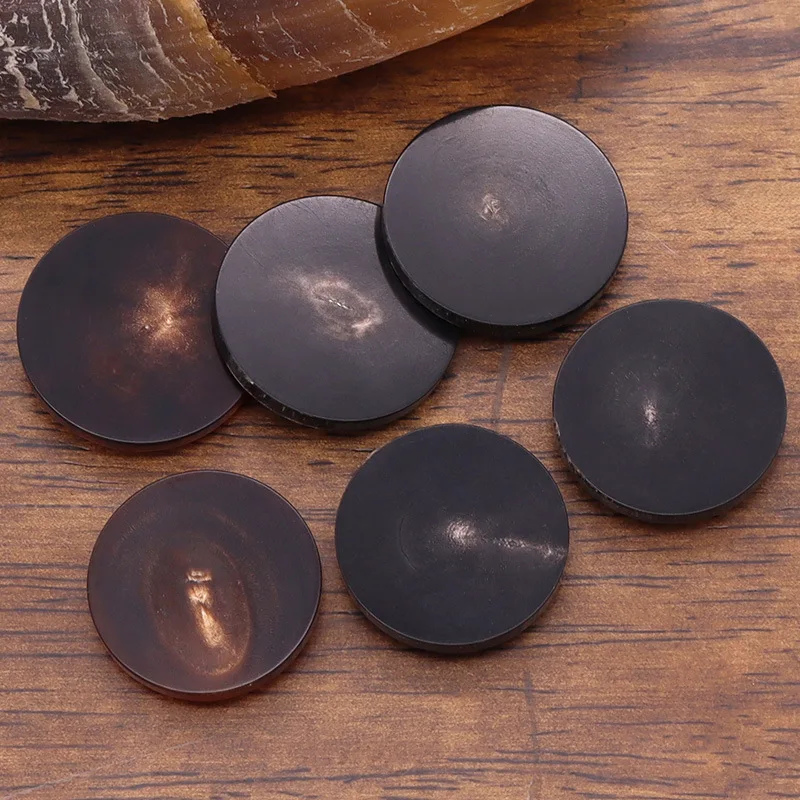 10Pcs/Set Natural Horn Flat Button Round 1-Holes Buckle for Clothing Suit Outercoat DIY Sewing Vintage Decorations Real Buttons