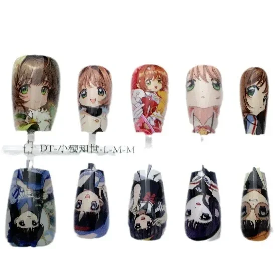 KINOMOTO SAKURA DAIDOUJI TOMOYO Big Head Cute Anime Fake Nails Popular Nail Art Accessories Otaku Kawaii Nail Art Decoration