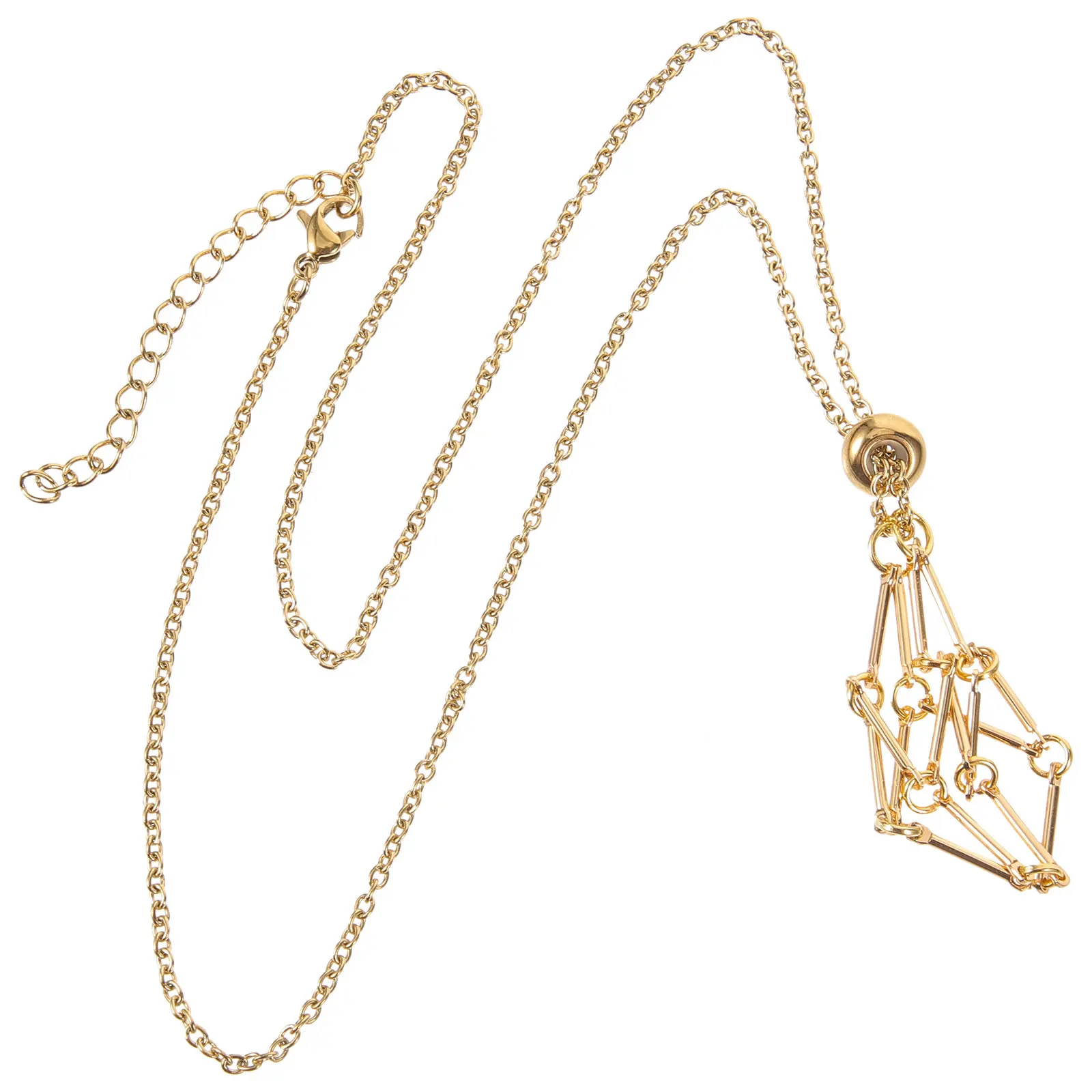 Metal Crystal Holder Necklace Empty Stone Cage Pendant DIY Jewelry Making Supplies for Rough Gemstones Fashionable Elegant