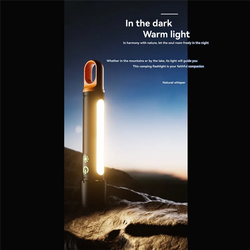 フルズーム懐中電灯 3500Mah バッテリー Type-C 充電 サイドライト付き 多機能 強力な光 キャンプ
