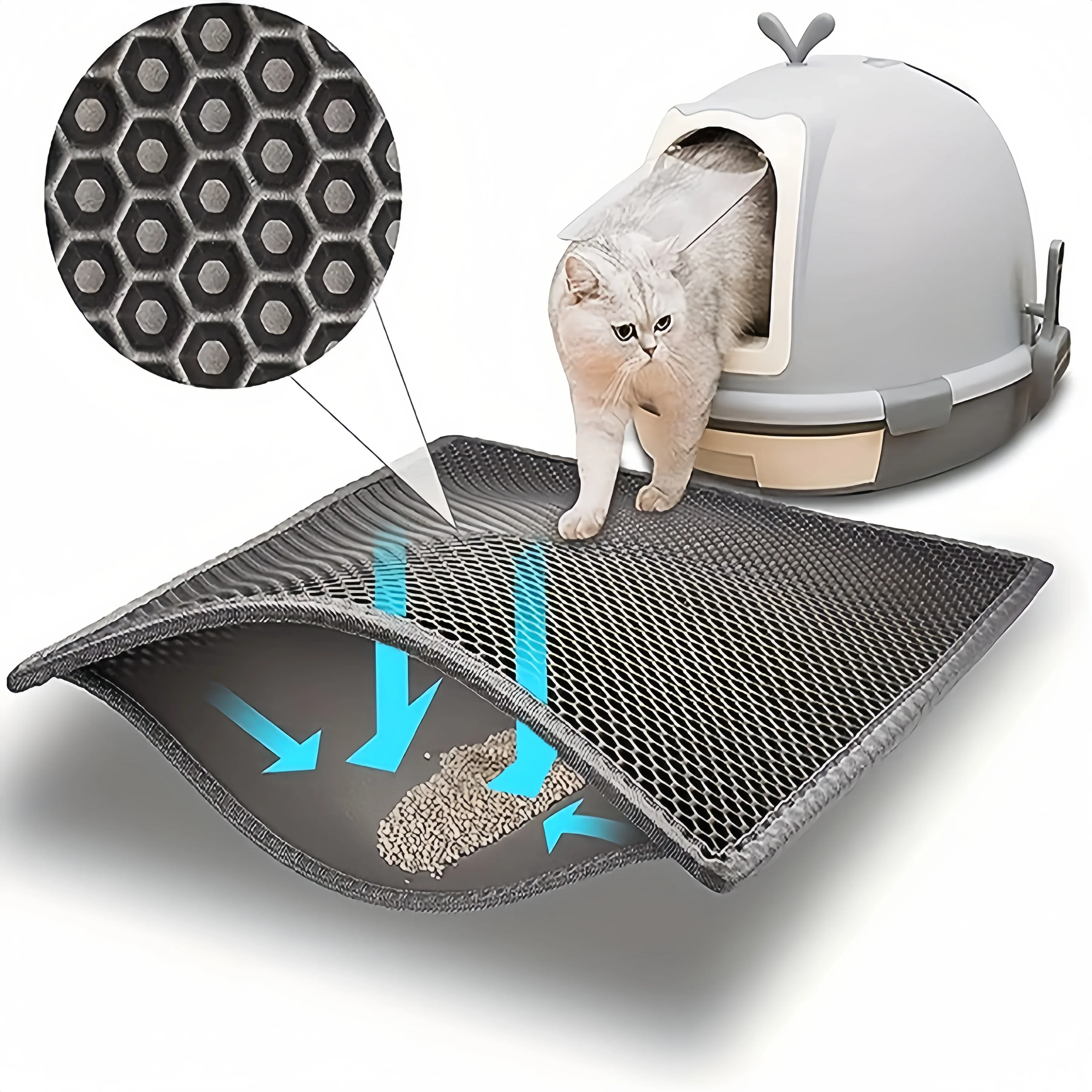 Large size Cat Litter Mat Eva Double Layer Waterproof Cat Litter Mat Pet Litter Box Mat Pet Toilet Cat Mat Nonslip Cat Litter