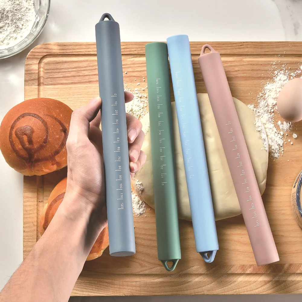 26cm Silicone Rolling Pin Stainless Steel Pastry Dough Flour Roller Kitchen Cooking Baking Tool For Pasta Cookie Dough