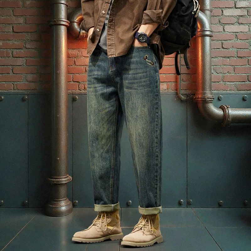 

Classic Men's Loose Jeans Korean Style Street Hip-Hop Straight Harem Pants 2024 Autumn New Men's High Quality Trousers