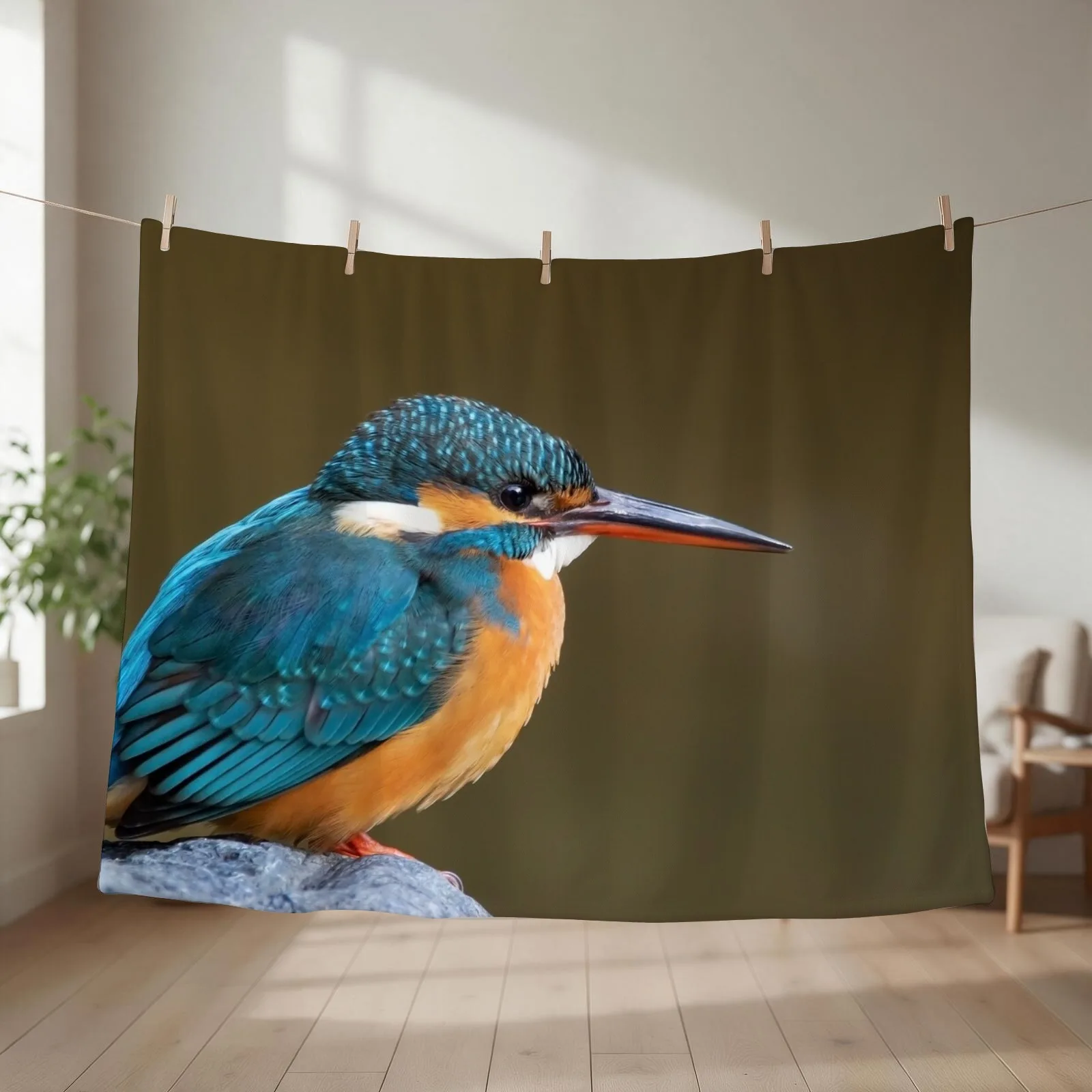 Common Kingfisher in Japan Throw Blanket couch cozy soft plush fuzzy picnic outdoor blanket