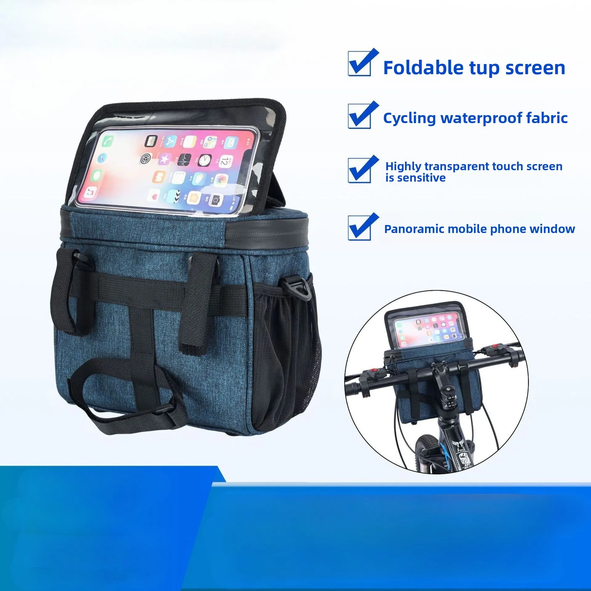 Before Riding, Hang The Front Bag, Mobile Phone Navigation, Waterproof Oblique Span Storage, Electric Bicycle Folding Kettle