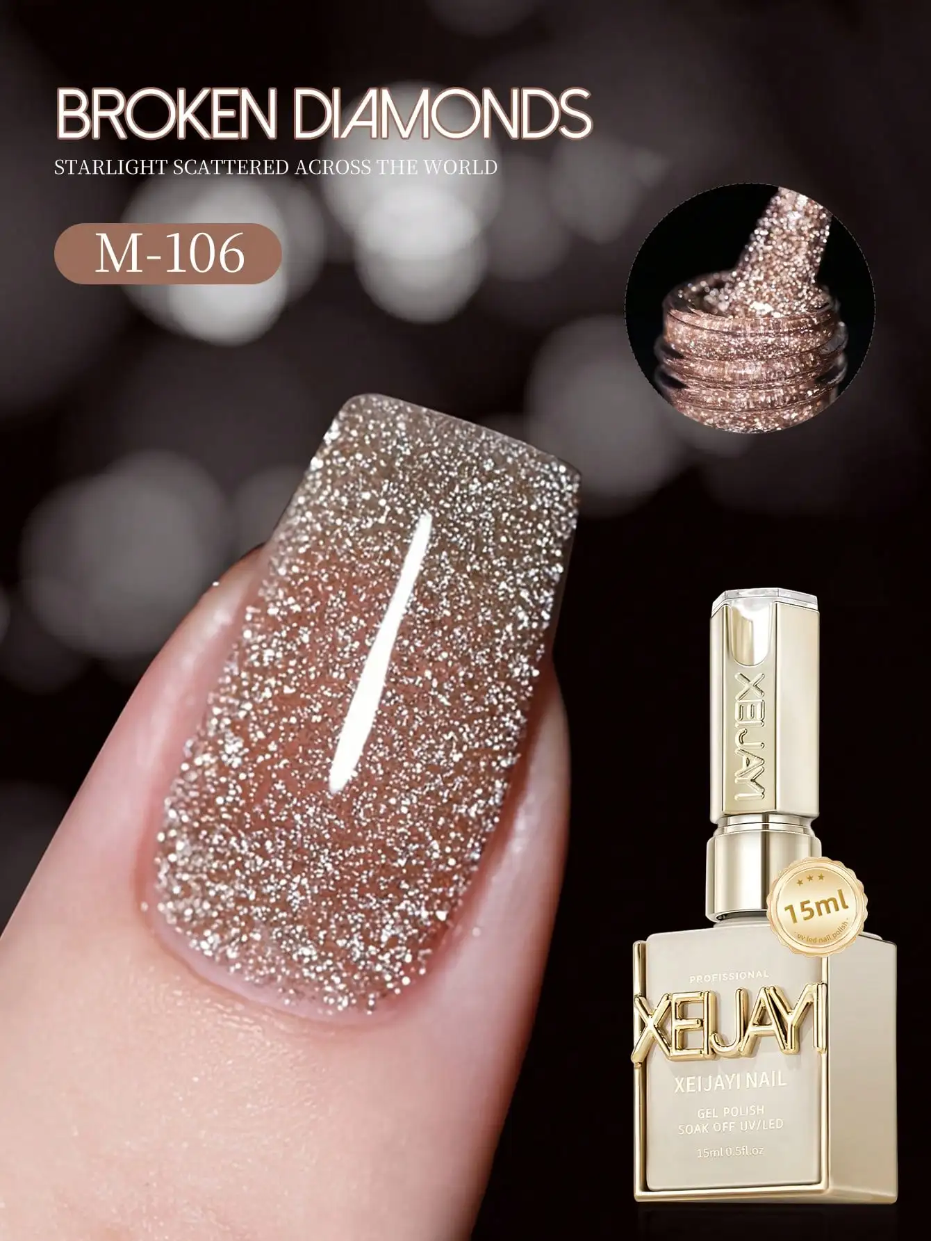 

1pc 15ml Broken Diamond Christmas Nails Autumn And Winter Gel Nail Polish Adhesive Burst Flash Maillard Broken Diamond Adhesive