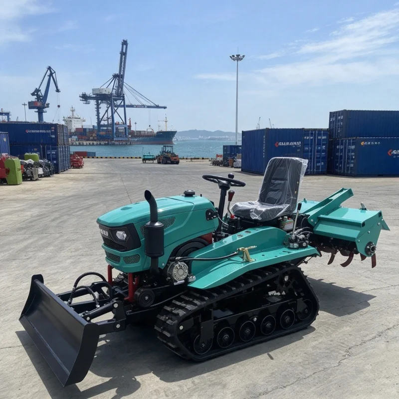 Customized Multifunctional Crawler Rotary Tiller, Bulldozing Tilling Ditching All-in-One Farm Cultivation Machine