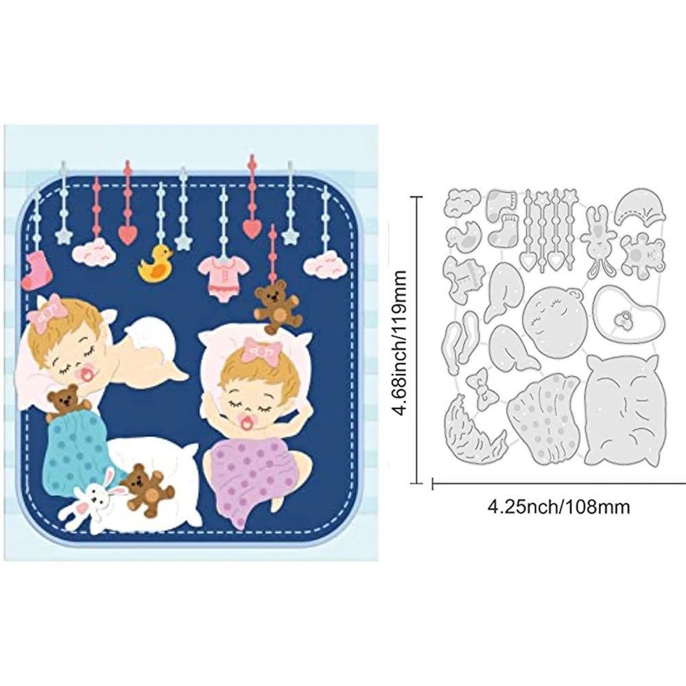 1Sheet Metal Sleeping People Cut Dies Bear Dolls and Quilts Embossing Template Pillows and Pendant Die Cut for Card Scrapbooking