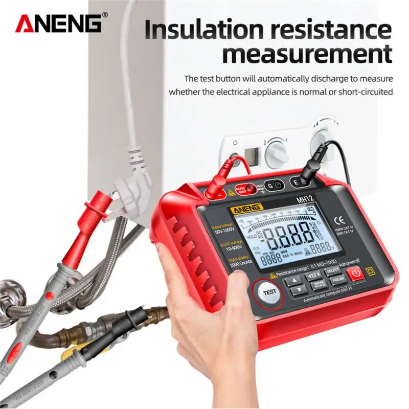 

ANENG MH12 Digital Megohmmeter Meters Insulation Earth Resistance Meters Tester cable High Voltage Voltmeter Meter