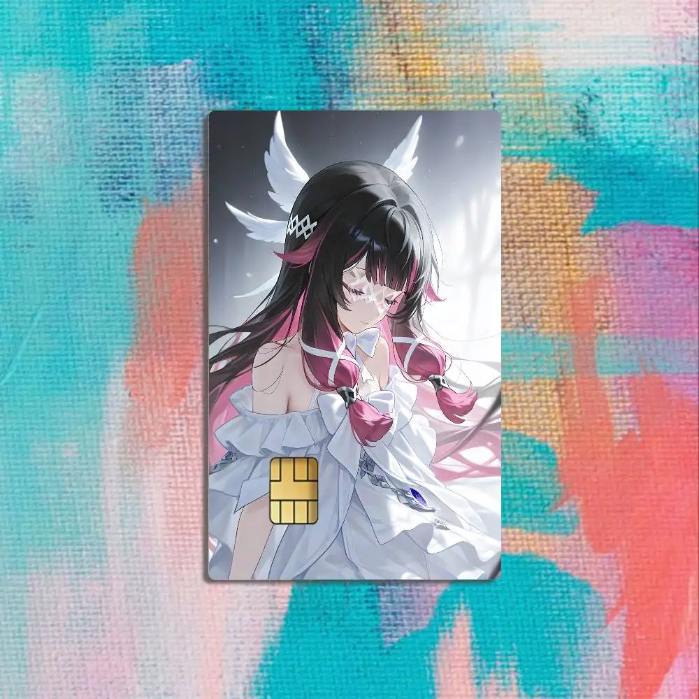 C-Columbina Genshin Game Card Stickers Credit Visa Debit Bank Charge Card Bus Metro Waterproof Sticker Decal Decoration