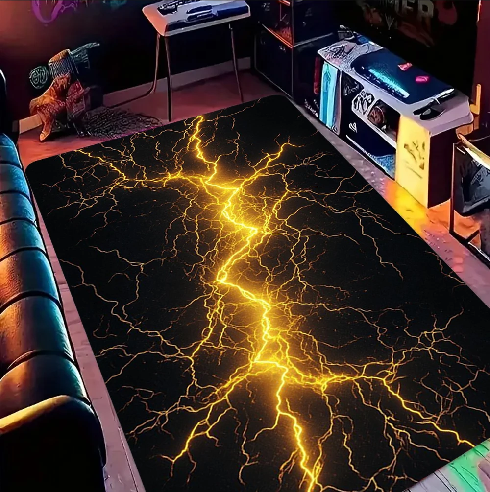 Gamer Blue Purple Lightning Rug Gaming Room Carpet Living Room Bedroom Floor Mat Esports Decor Large Area Game Mat Non Slip