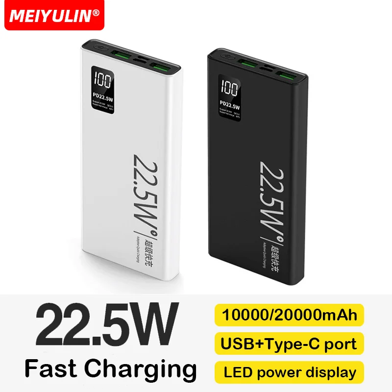 

22.5W 20000mAh Power Bank PD18W Charger Portable Powerbank Fast Charging External Auxiliary Battery For iPhone Xiaomi Samsung