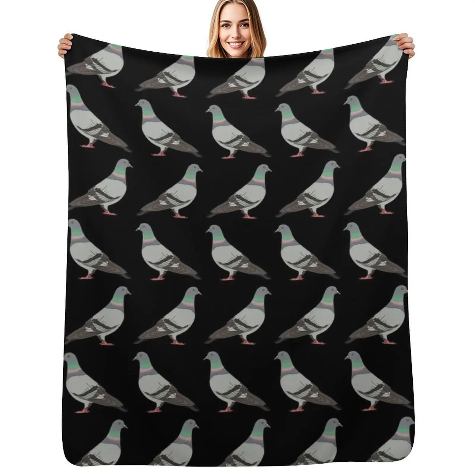 pigeon walk 2020, black background Throw Blanket Shaggy Furry Soft Blanket for Bedroom Living Room