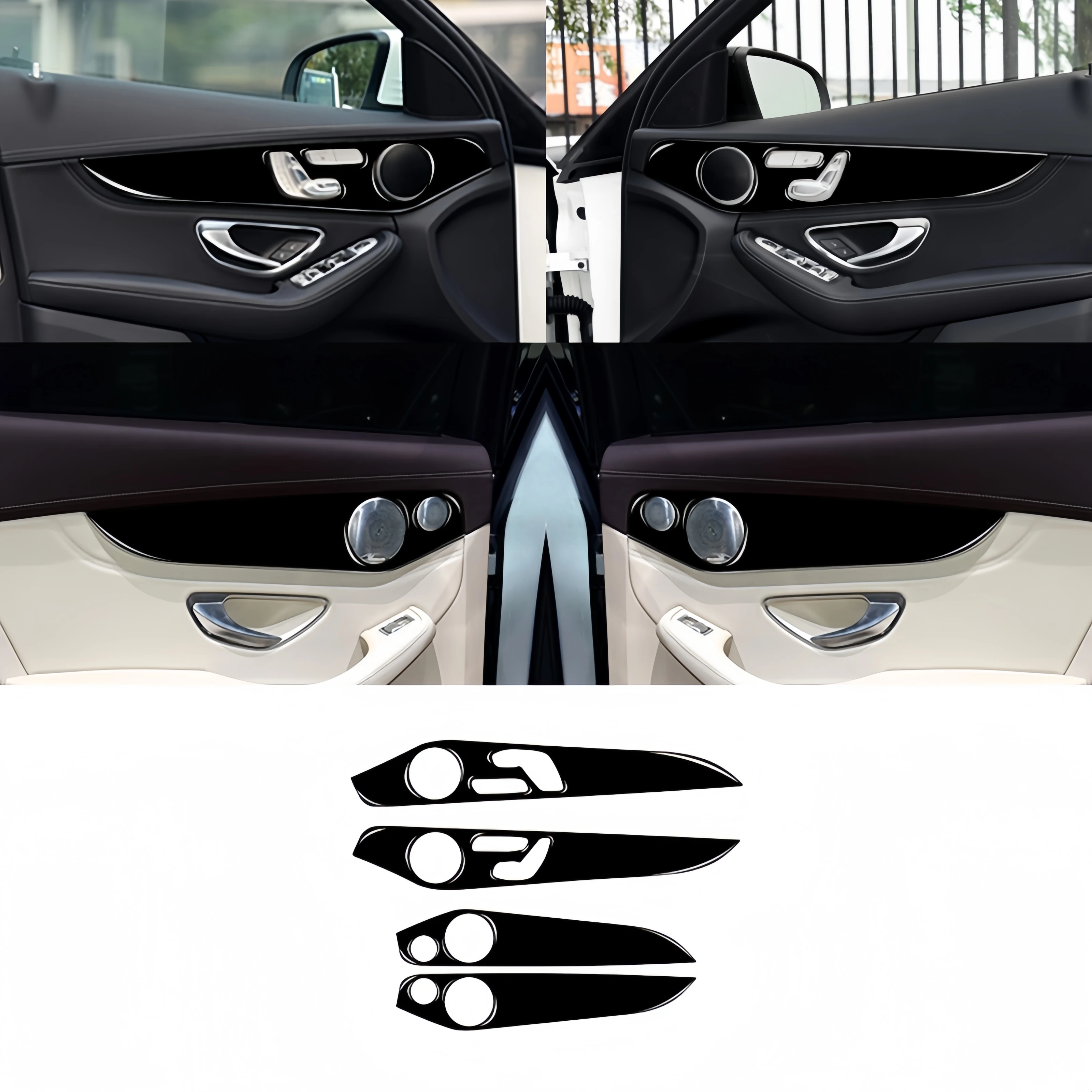 

For Mercedes W205 Benz C Class GLC 2014-20 Piano Black Car Interior Door Panel Strips Trim Cover Decoration Sticker Auto Zubehör