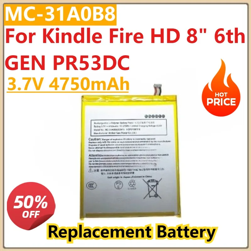 

Battery 3.7V 4750mAh MC-31A0B8 for Amazon Kindle Fire HD 8" 6th GEN PR53DC Brand New High Quality Battery