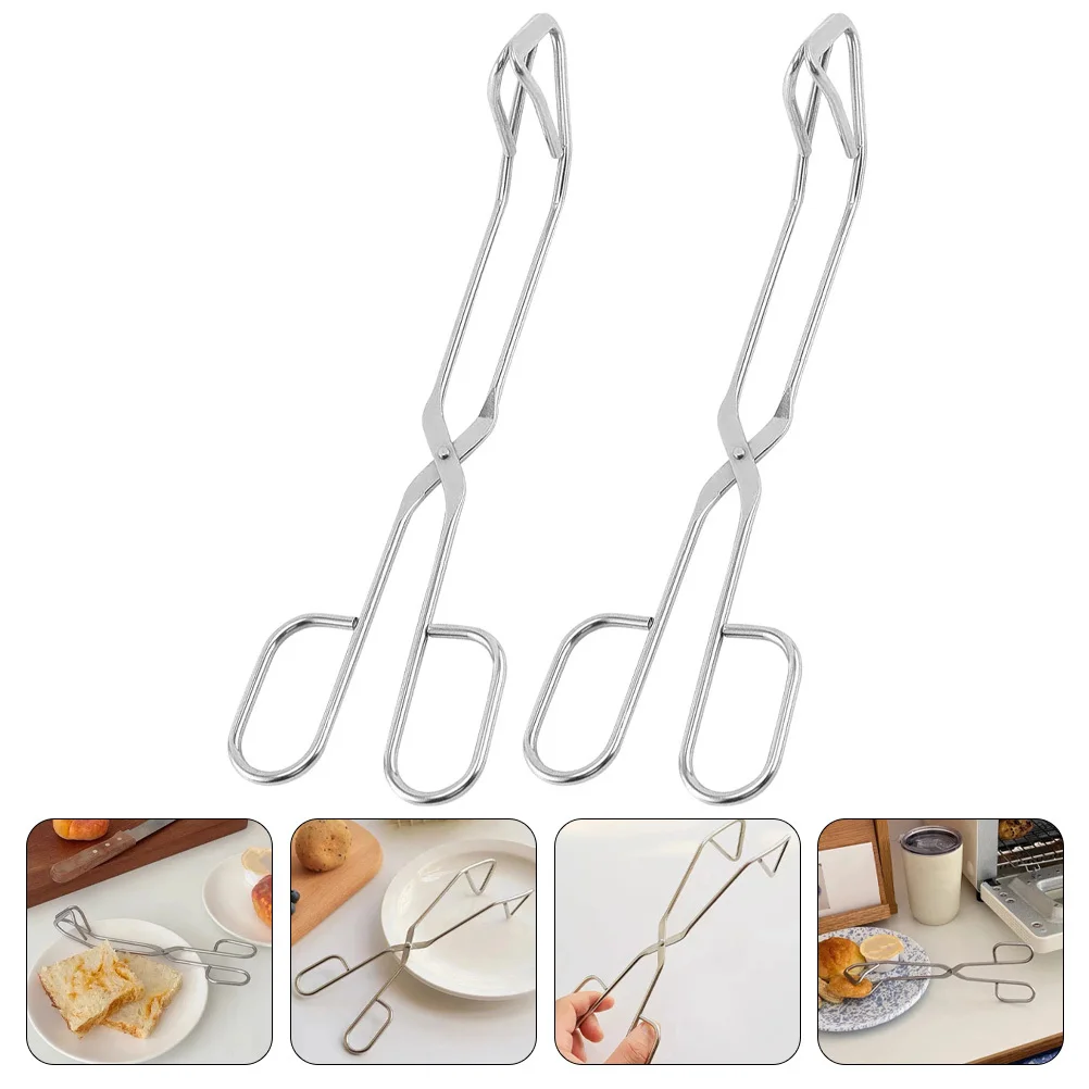 

2Pcs Anti-Scald Stainless Steel Food Tong Ergonomic Multi-Function Bbq Accessories Professional Kitchen Tool
