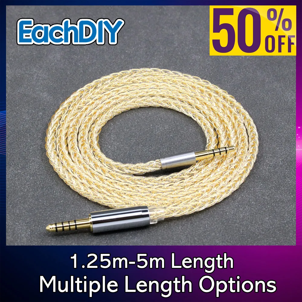 24k Gold Plated 8 Core 99% 7n Pure Silver Earphone Cable For Sony Mdr-1a 1adac 1abt 100abn 100ap Xb950bt Wh1000x H600a 8438