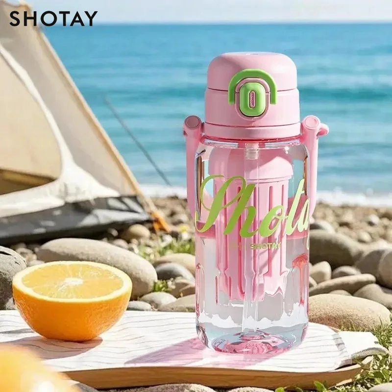 

850/1000ml Tritan Water Bottle Clear Student's Straw Cup Pop-up Lid Summer Plastic Water Bottle Outdoor Cold drink cup For Girl