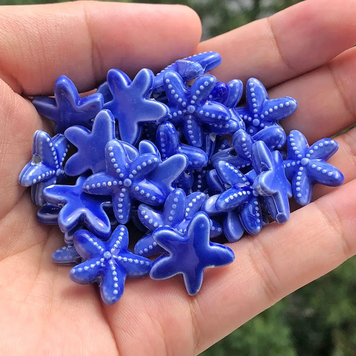 10pcs Starfish Shape Ceramic Beads 18mm Colorful Glazed Porcelain Handmade Beads for Jewelry Making DIY Pendant Crafts Accessory