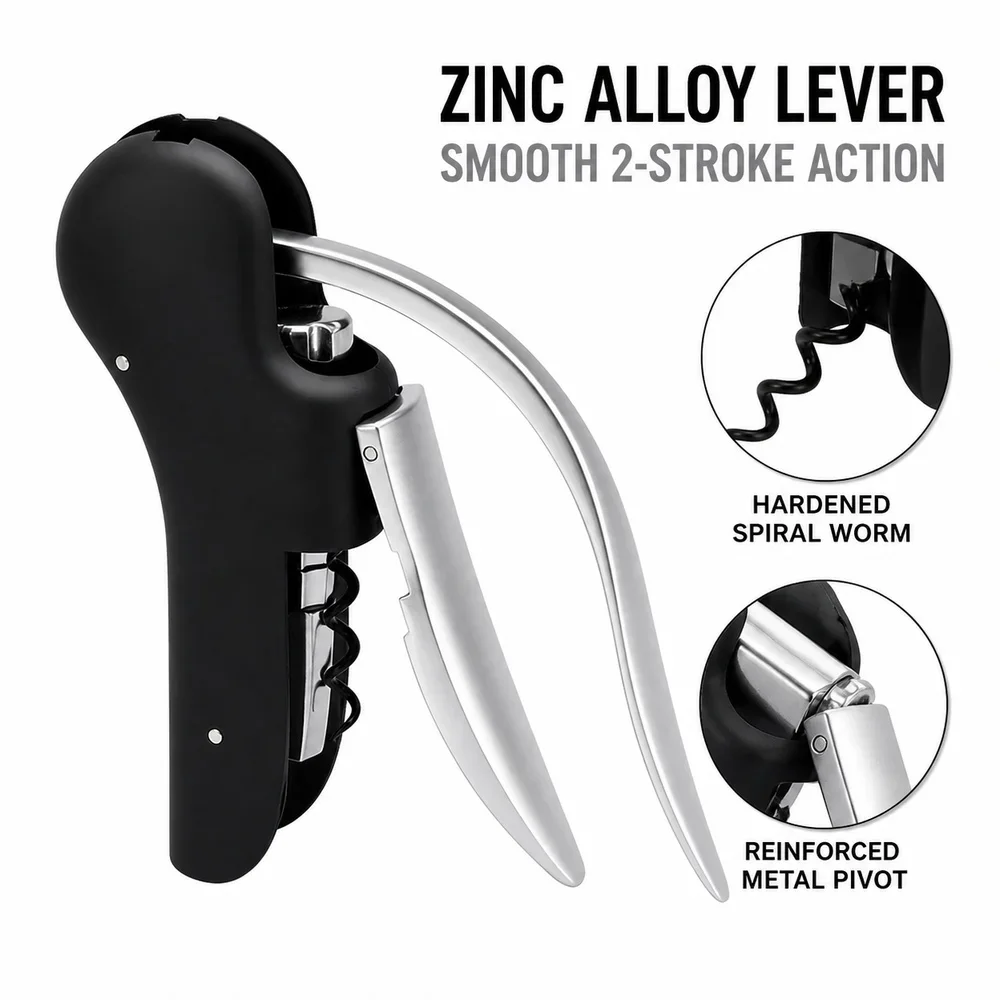 Heavy Duty Zinc Alloy Lever Corkscrew Swan Wine Bottle Opener Smooth Two Stroke Cork Puller Home Bar Accessory Gift 06