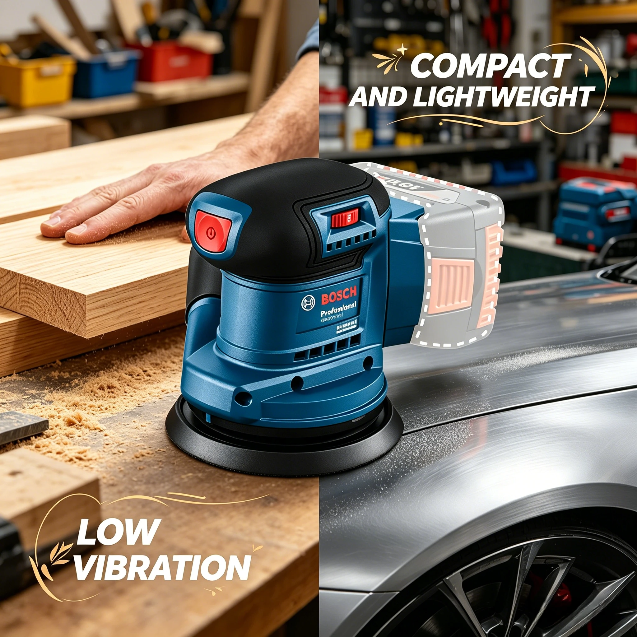 Lixadeira Orbital Aleatória Sem Fio BOSCH GEX 185-LI 18V Lítio Brushless 125mm - Ferramenta Elétrica Bosch GEX185-LI