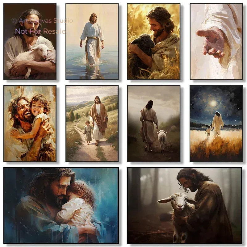Jesus Christ Walking on Water Hand of God Jesus Portrait Classic Retro Poster Canvas Paintings Wall Art Pictures Home Decor2027