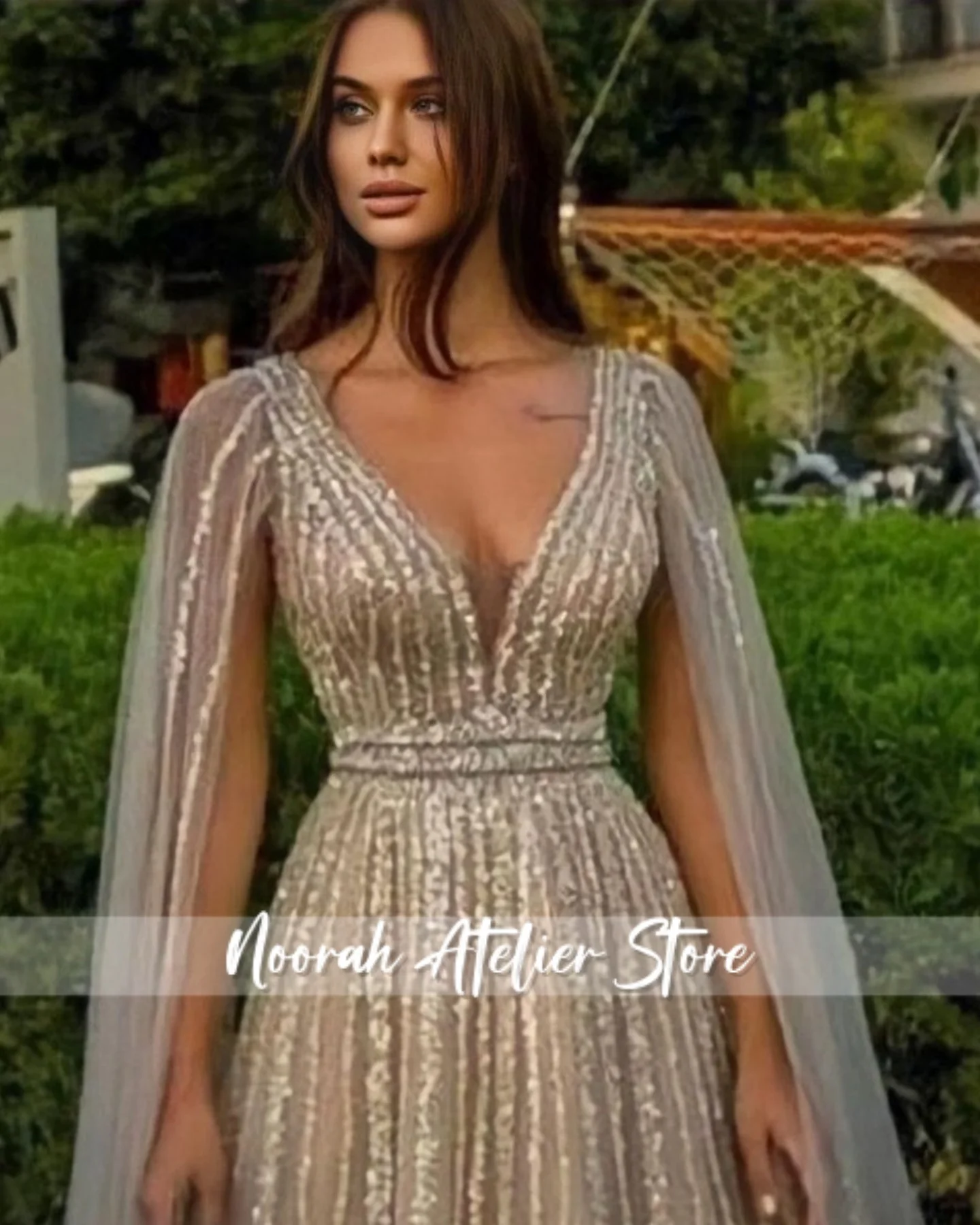 Champagne VN maniche lunghe abiti da sera da donna di lusso 2025 donne Aline tulle abito da sposa Arabia Saudita lungo personalizzato