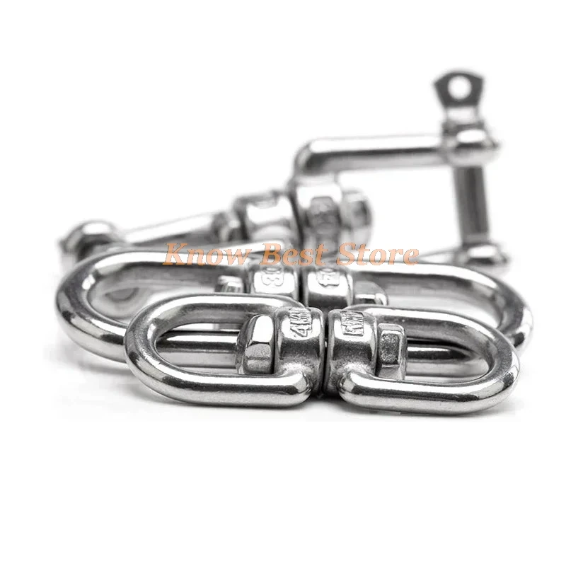 8-Shape 304# Stainless Steel Rotating Ring Wire Rope Connect Shackle  Fast Unloading Hook Hasps Connecting Buckle Size M4 to M22