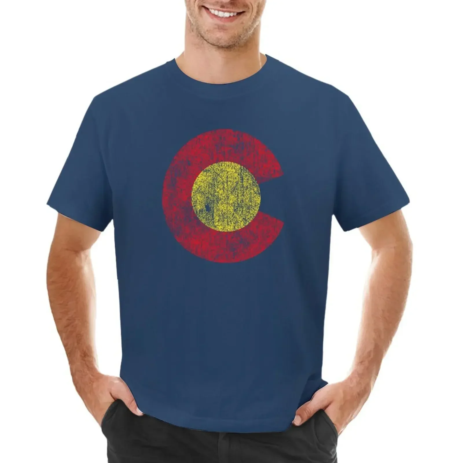 vintage colorado flag T-Shirt man t shirt vintage anime shirt boys whites Blouse t shirt for men