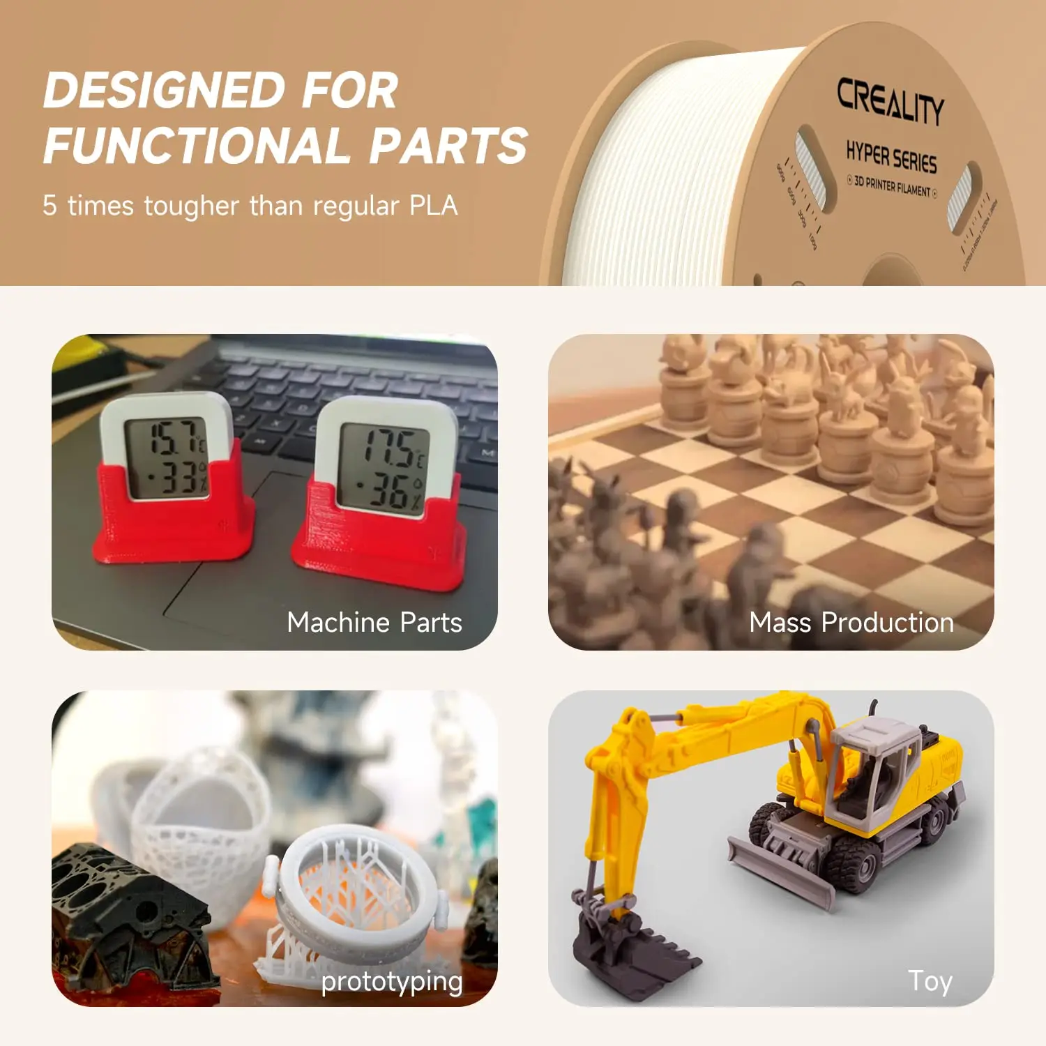 Creality Hyper PLA البلاستيك 1.75 مم 1 كجم (2.2 رطل) خيوط طابعة ثلاثية الأبعاد مصممة للطباعة عالية السرعة تناسب معظم طابعات FDM #5