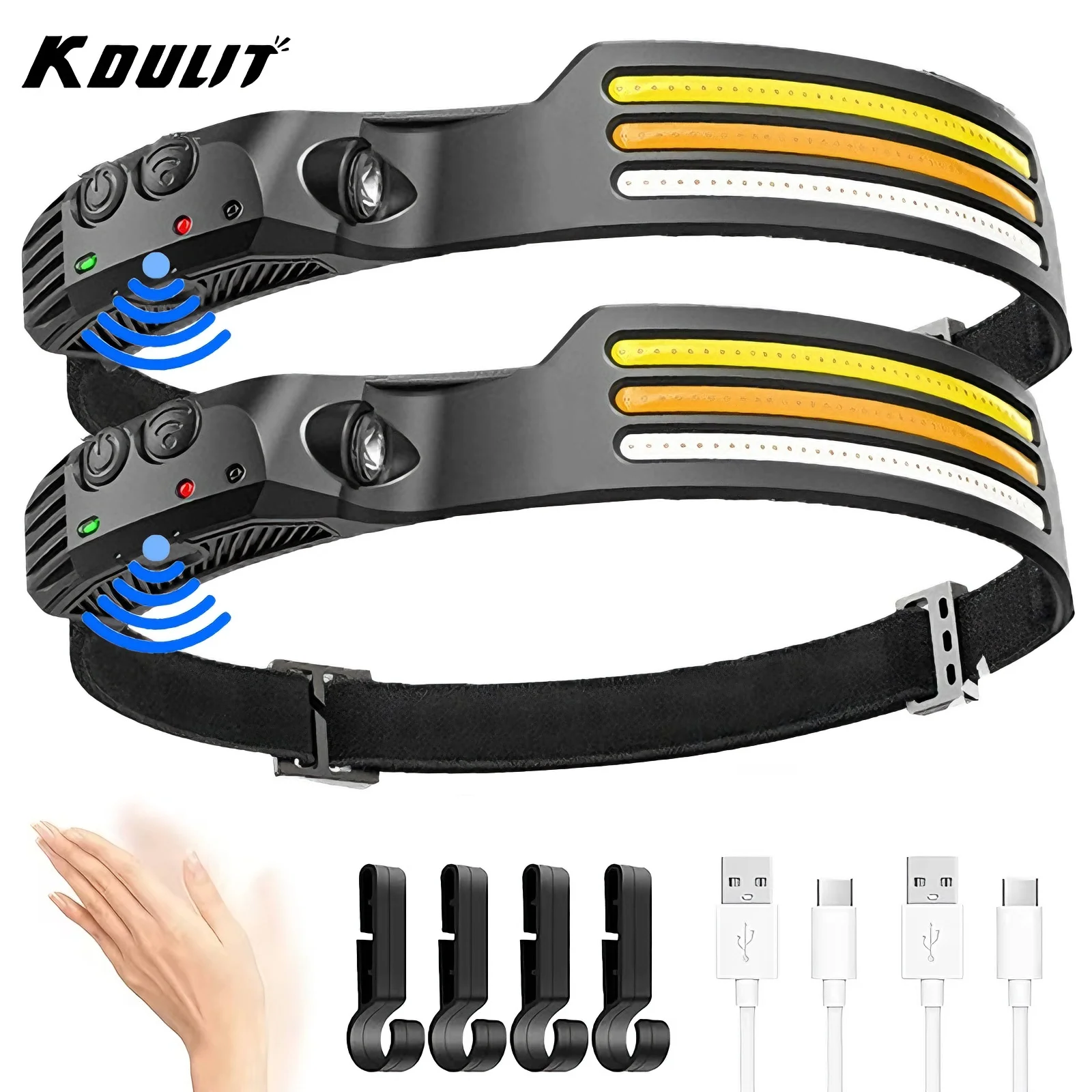 1pc Super Bright 10000 Lumens LED Headlamp with ZoomableUSB Rechargeable Waterproof Headlight for Camping Hiking Cycling Fishing