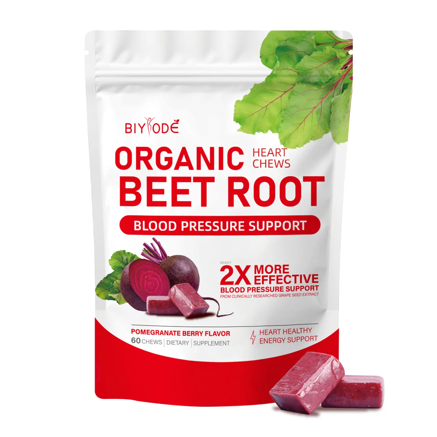 

【BIYODE】Мягкие конфеты Beetroot Gummies Sweet Beet для улучшения кровообращения, здоровья сердца, антивоспалительный, антиоксидант