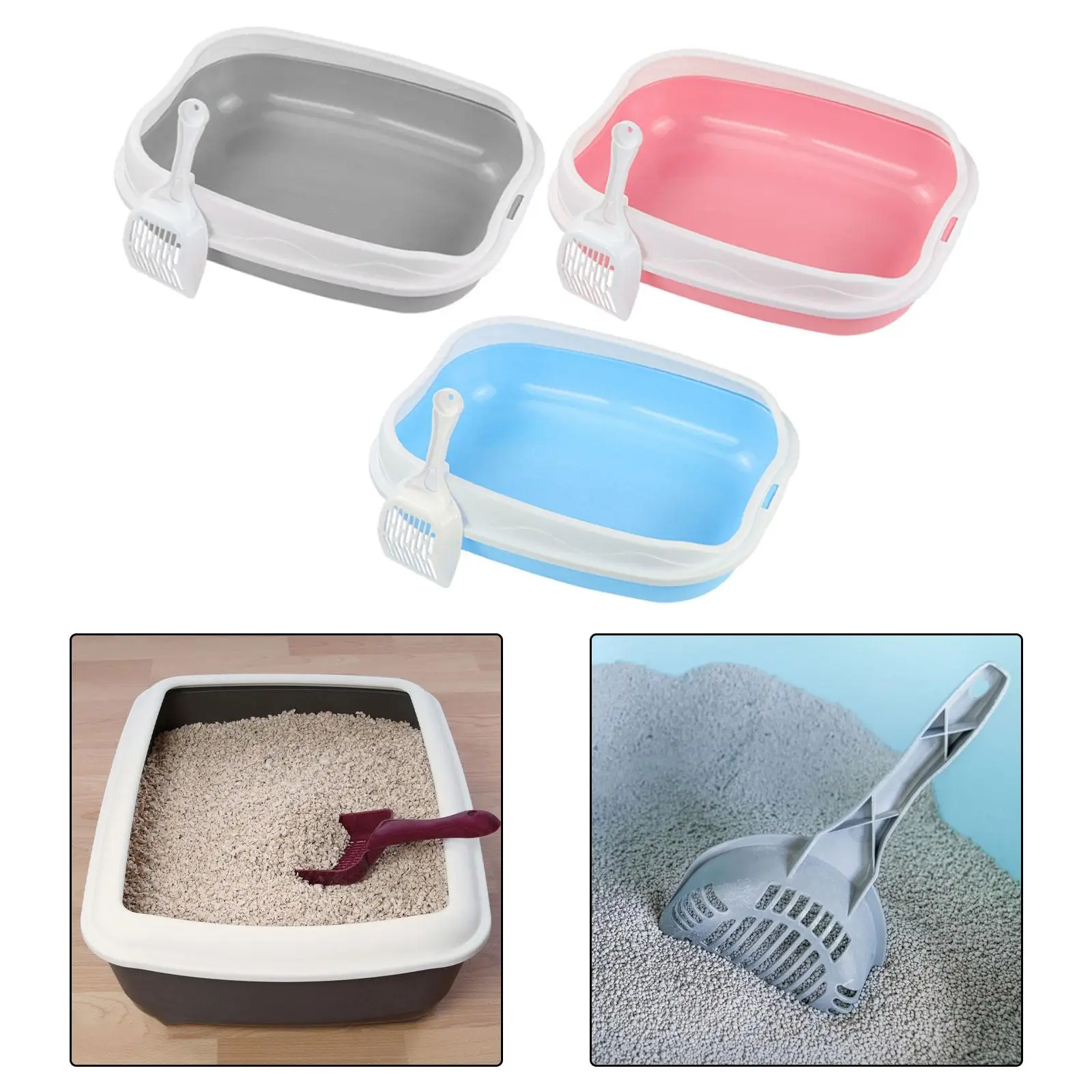 Cat Litter Box for Small Animals Rabbit Cat Sandbox Container Easy to Install Semi Enclosed Cat Sand Basin Kitten Toilet