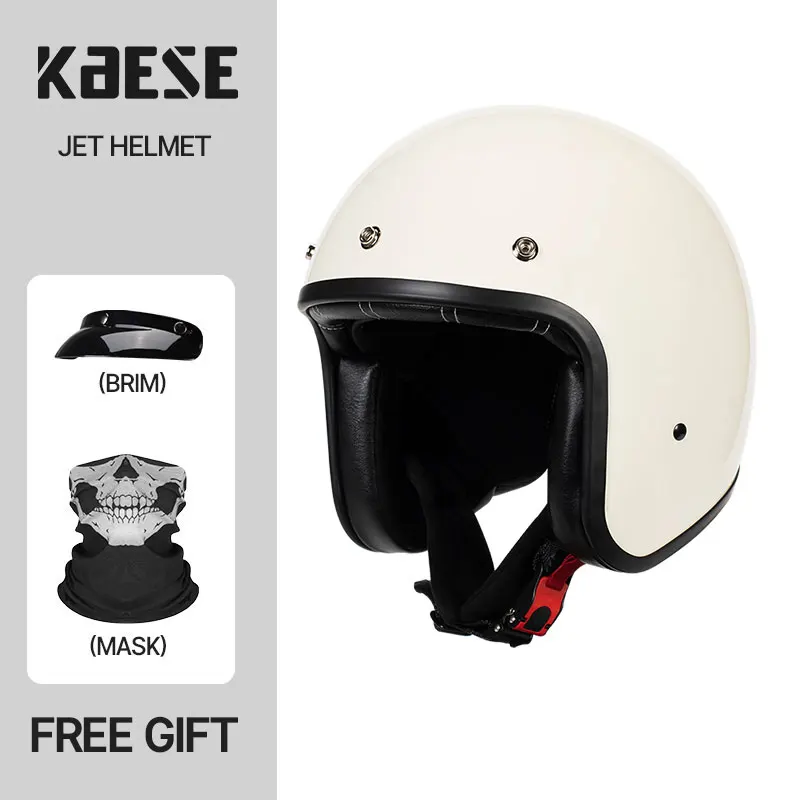 Japanese Style White Vintage Helmet Jet Cafe Racer Light Weight ABS Shell Helmet Open Face Motorcycle Capacete