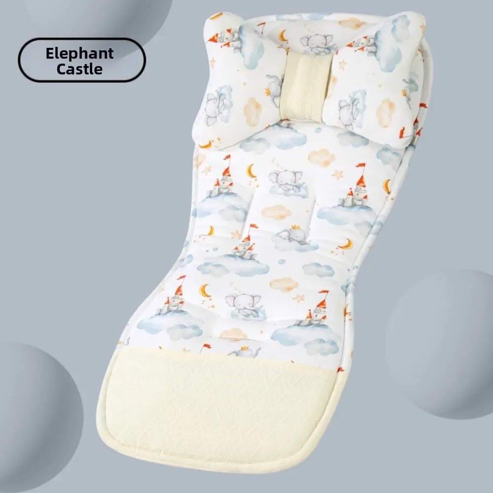 

Soft Baby Stroller Cushion Double-Sided with Pillow Pushchair Liner Head Support Thickened Padding Baby Seat Cushion All Seasons