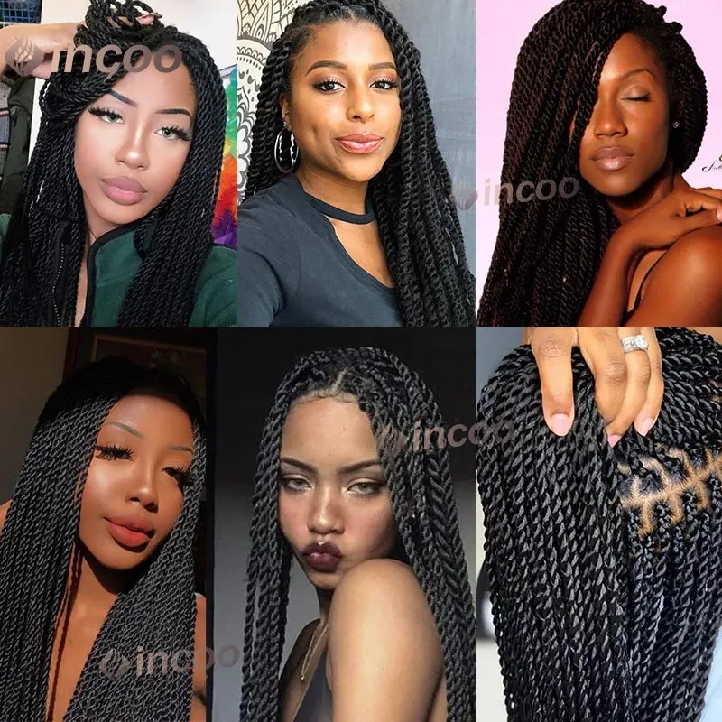 Synthetic Senegalese Twist Full Lace Frontal Braided Wigs For Black Women Knotless Box Braids Wig Goddess Braids Faux Locs Wig