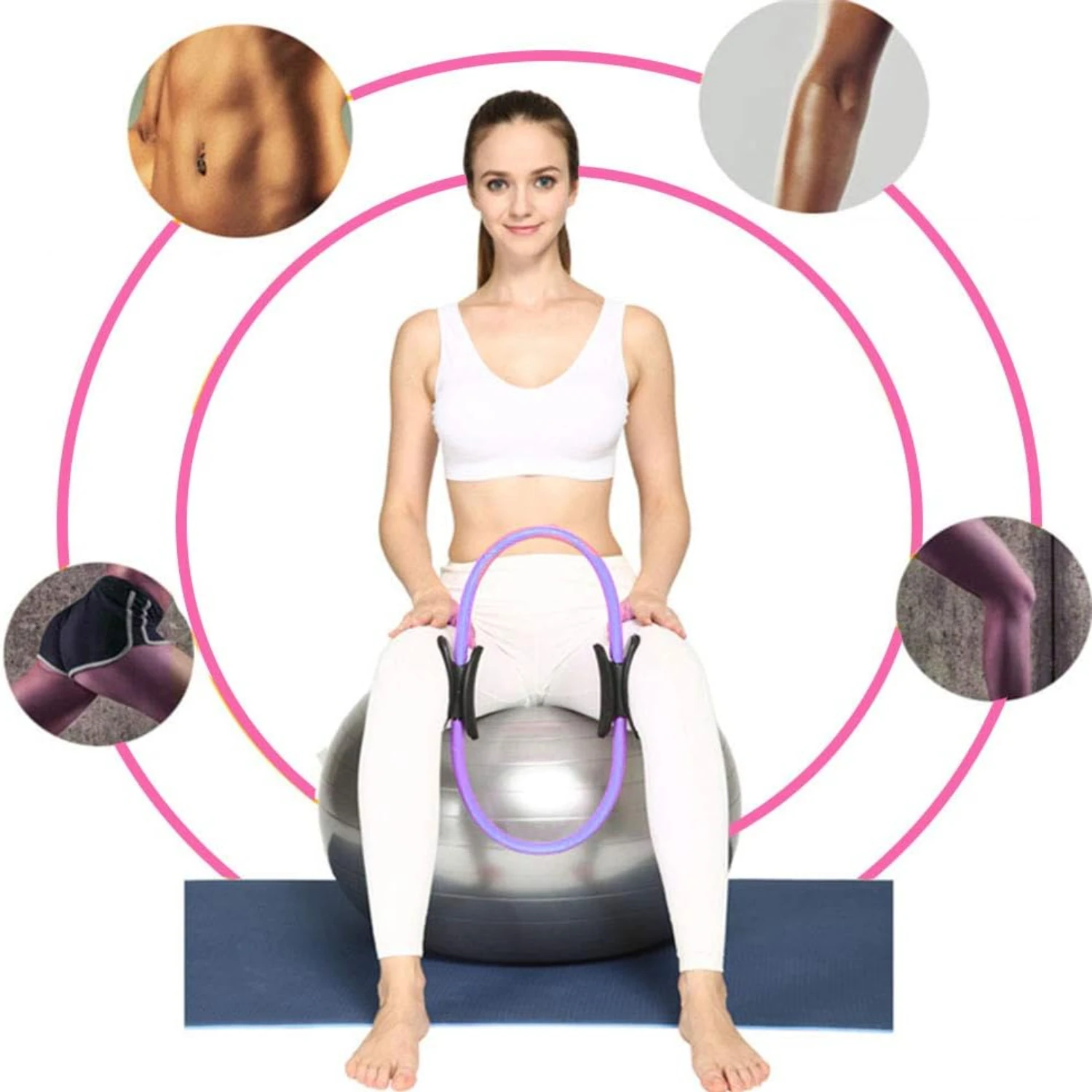 Anel duplo preto premium aprimorado de alta qualidade para ioga e pilates para treino intenso de coxa e perna - Circ de fitness de resistência versátil