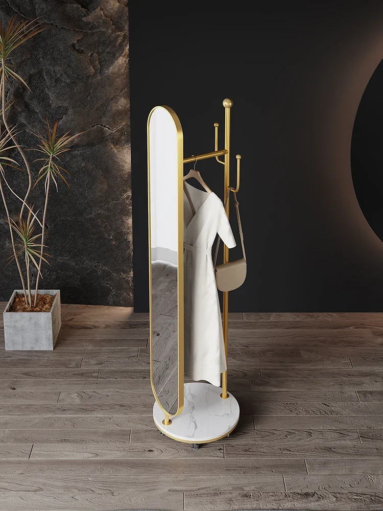 Full-Length Mirror Affordable Luxury Style Dressing Mirror Coat Rack Rotating