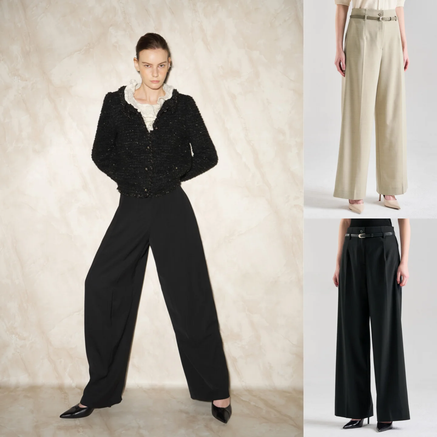 

Брюки-палаццо с высокой талией и плиссированным поясом для деловых поездок, в корейском стиле, для офиса, повседневные, весна 2026