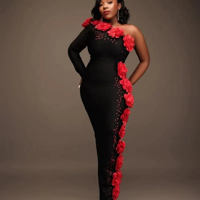 

Women Clothing Long Party Dress Bandage Dress Flower Shoulder