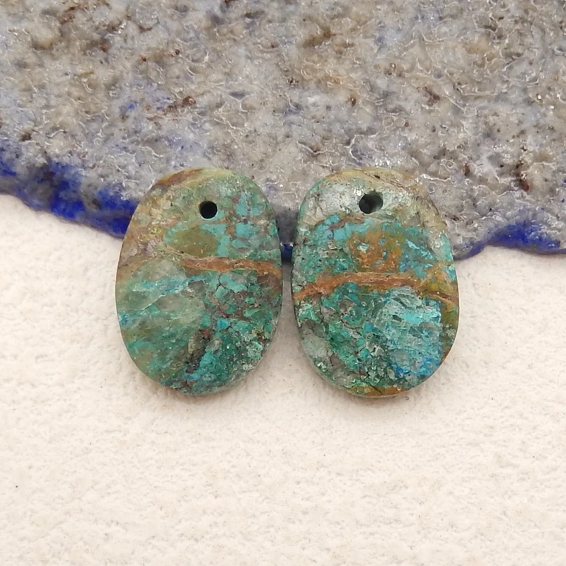 

Natural Stone Chrysocolla Earrings Beads For Jewelry Making DIY Jewelry Gemstone Earrings 15x11x4mm 2g