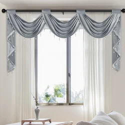 1pc European Luxury Valance Curtain , Rod Pocket,Soft Italian Velvet Fabric, Solid Color Curtain Head for Living room and Bedroo