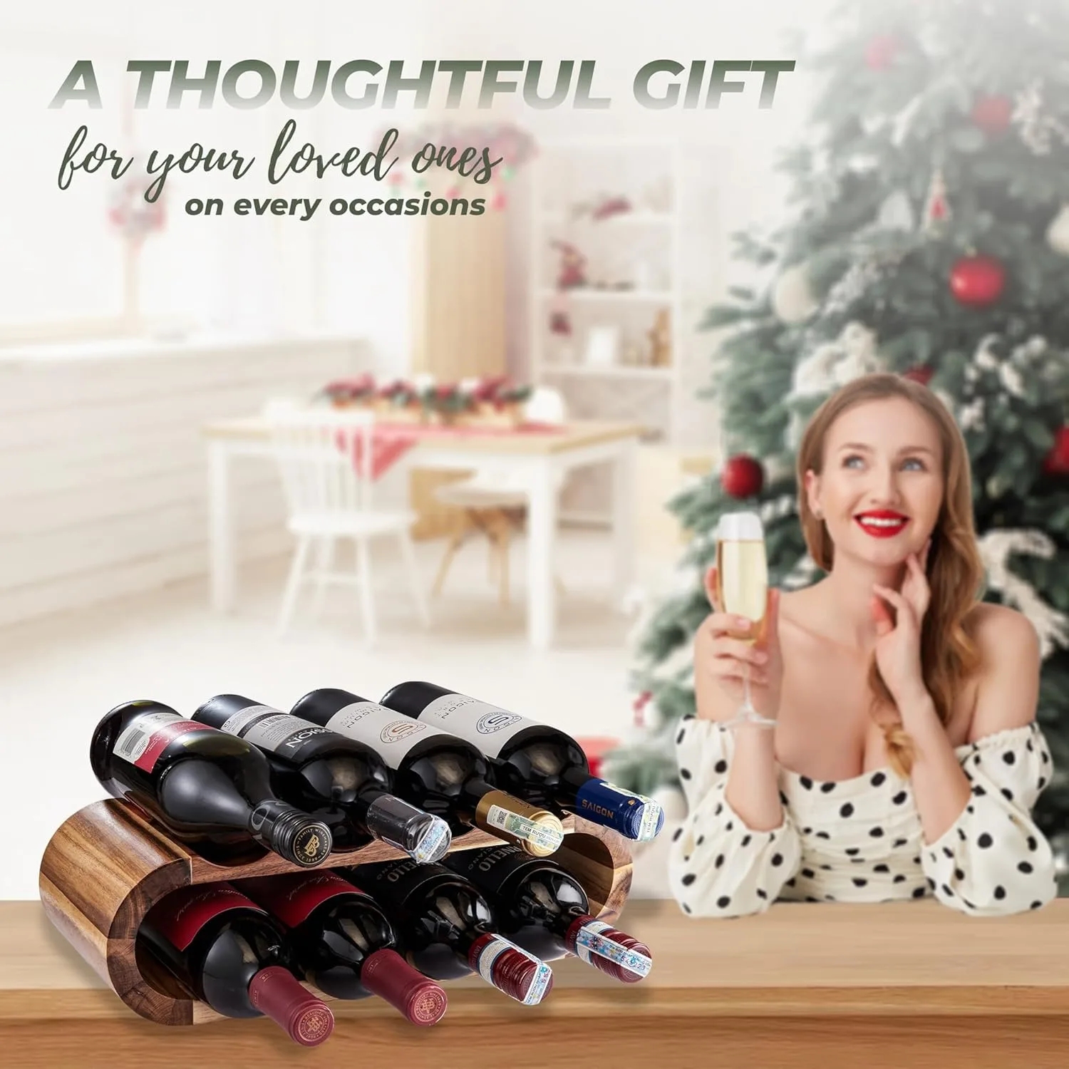 Estante de madera para vino, almacenamiento de bodega, organizador de botellas de agua, soporte para Bar, fiesta, encimera de casa, insertos de gabinete